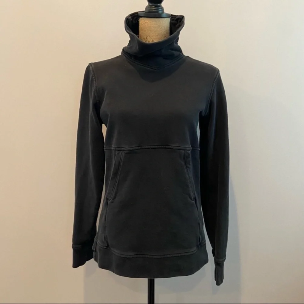 LULULEMON Press Pause Pullover French Terry Funnel Neck Black Size 2
